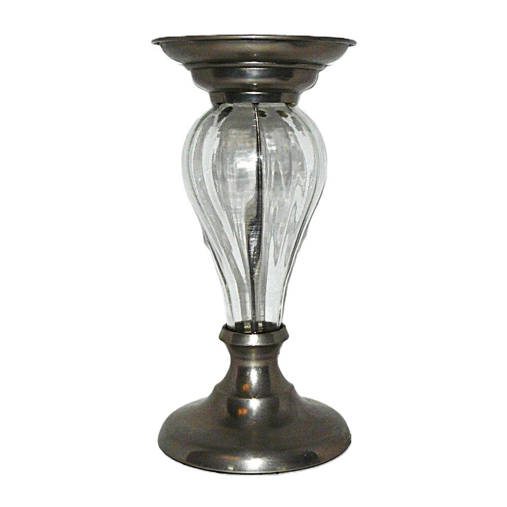 Vintage Pier 1 Glass & Metal Candle Holder Elegant Design Home Decor 9" Tall